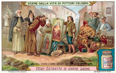 セビーリャの市場で絵を売るムリーリョ（クロモリト 作： European School