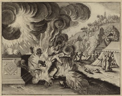 ナダブとアビフは神の律法に従わなかったために火事で焼き尽くされた（彫刻） 作： European School