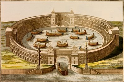 古代ローマで市民の娯楽として海戦の舞台となった建物「ナウマキア」（カラー図版 作： European School