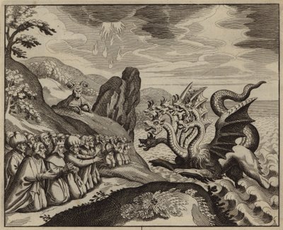 海から出てきた七頭の獣を拝む人々（彫刻） 作： European School