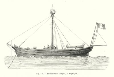 フランスの浮体式灯台「ルイティンゲン号」（彫刻作品 作： European School