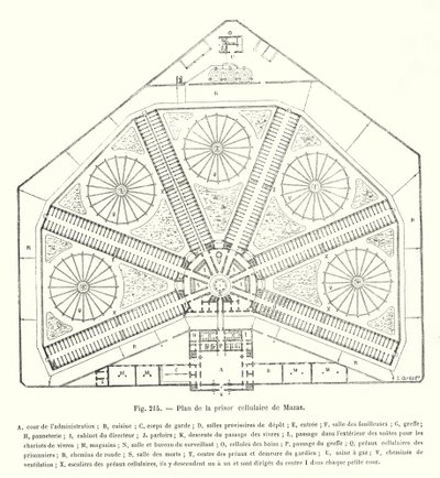 マサス刑務所の平面図（彫刻 作： European School