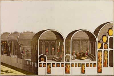 床暖房のあるローマの浴場（彩色済み彫刻 作： European School