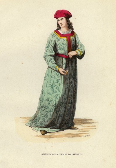 Seigneur De La Cour Du Roi Henri VI（カラー・エングレービング 作： European School