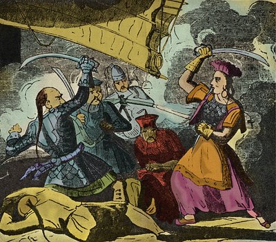 シン・シーまたはチン・シー（1844年没）。19世紀の中国の海賊女性。彼女は本物の艦隊を指揮し、クー・ラン提督を打ち負かした。 作： European School