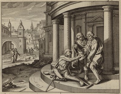 イエス・キリストの名において足の不自由な物乞いを癒す聖ペテロ (彫刻) 作： European School