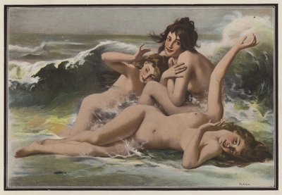 波の中の 3 人の女性 (カラー リソ) 作： European School