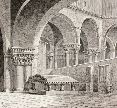 エルサレムの聖墳墓教会にあるゴッドフリードブイヨンの墓、1880年頃 作： European School