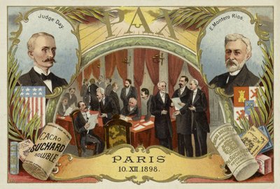 ウィリアムRデイとオイゲニオモンテロリオス、および1898年12月10日、スペインとアメリカの戦争を終わらせるパリ条約 作： European School