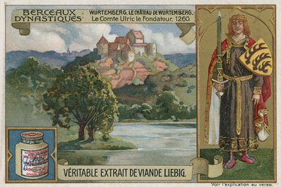 ヴュルテンベルク;ヴィルテンベルク城とウルリッヒ1世、ヴュルテンベルク伯爵、1260年 作： European School
