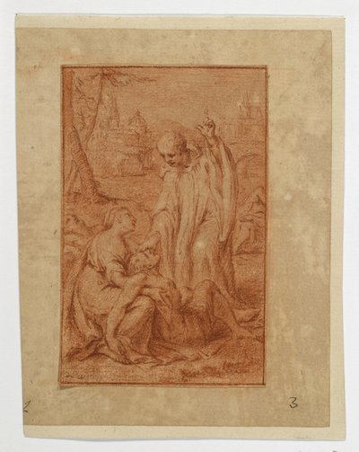 聖人が病人を癒やす、または死者をよみがえらせる（？） 作： Eustache Le Sueur