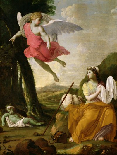 天使によって救われたハガルとイシュマエル、1648年頃 作： Eustache Le Sueur