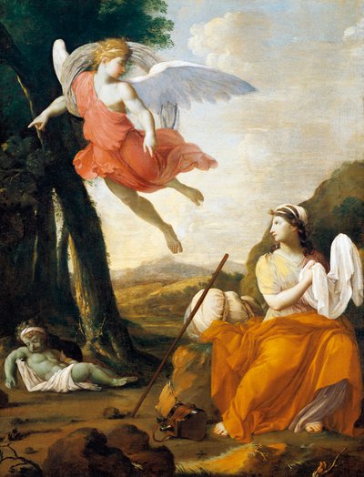 天使によって救われたハガルとイシュマエル、ユスターシュ・ル・シュール画（1616-1655） 作： Eustache Le Sueur