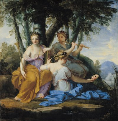 ミューズ、クリオ、ユーテルペ、タリア、1652-55年頃（パネルに油彩） 作： Eustache Le Sueur
