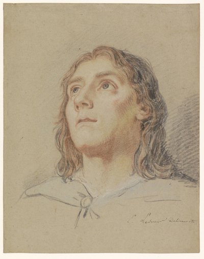 髪の長い派手な青年の頭 作： Eustache Lesueur
