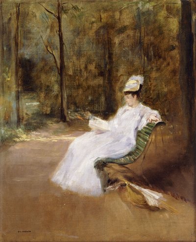 ベンチに座っています。ベンチ、1848年頃 作： Eva Gonzalès