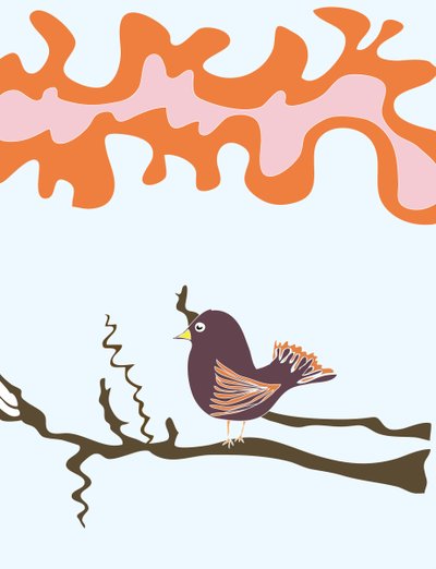 Bird On Branch, 2015（iPadでアップルペンシルを使って手描きしたもの） 作： エヴァン・スクラー
