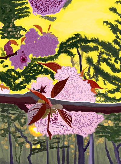 ブルックリンの桜（デジタルアート） 作： エヴァン・スクラー