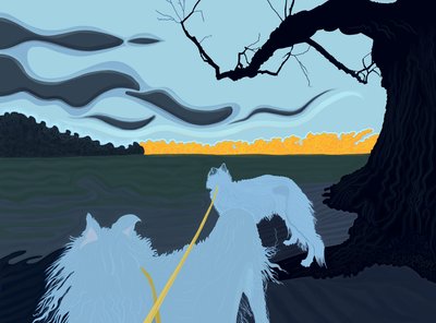 日陰の犬たち、ブルックリン（デジタルアート） 作： エヴァン・スクラー