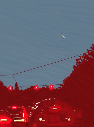 Driving South, Six Fifty Five A.M., c.2020-24（デジタルアート） 作： エヴァン・スクラー