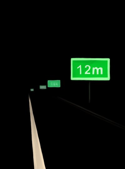 夜の道を運転する $ 5 ブルックリン（デジタルアート） 作： Evan Sklar
