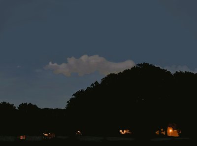 夕暮れの野原と空、プロスペクト公園、ブルックリン（デジタルアート） 作： エヴァン・スクラー