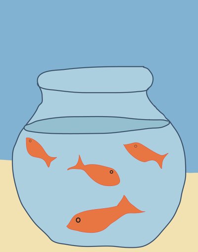 Goldfish In Bowl, 2015（iPadでアップルペンシルを使って手描きしたもの） 作： エヴァン・スクラー