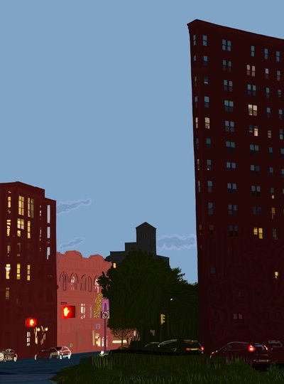 Grand Army Plaza At Dusk, c.2020-24 （デジタルアート） 作： エヴァン・スクラー