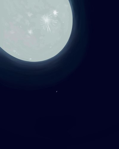 月と土星、2020-24年頃（デジタルアート） 作： Evan Sklar