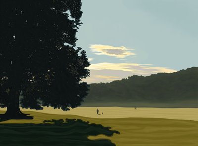 朝霧、プロスペクト・パーク、ブルックリン（デジタルアート） 作： エヴァン・スクラー