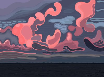 海と雲、ブルックリン（デジタルアート） 作： エヴァン・スクラー