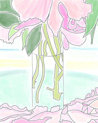 花瓶の牡丹、ブルックリン（デジタルアート） 作： Evan Sklar
