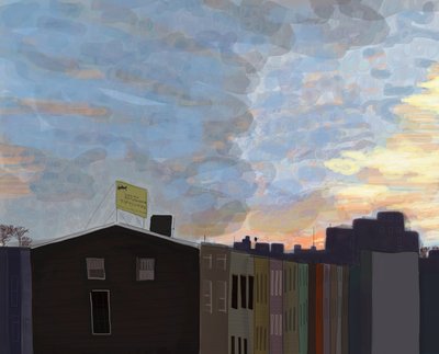 ゴワナス高速道路からの眺め、2016年（iPadでApple pencilを使って手描きしたもの） 作： エヴァン・スクラー