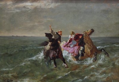 フランス語：La chevauchée de saint Guénolé et du Roi Gradlon 聖ゲノレとグラドロン王の飛行 作： エヴァリスト・バイタル・ルミナイス