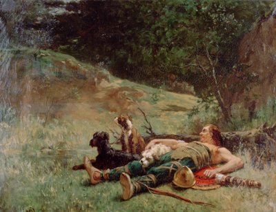 犬と一緒のハンターの残り、c1842-1896 作： Evariste Vital Luminais