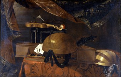 楽器です。エバリスト・バスチェニス（1617～1677）の絵画。 作： Evaristo Baschenis