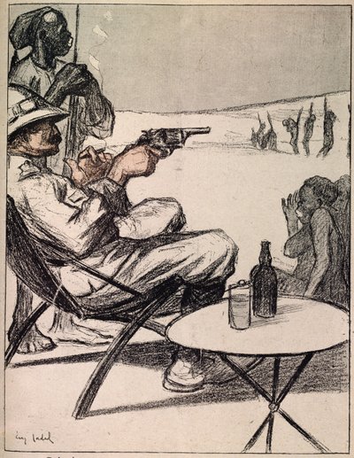コロニアル、援軍を待つ間、私たちはLAssiette Au Beurre（パブ）から少しずつ働きます。 1902年8月 作： Eve Cadel