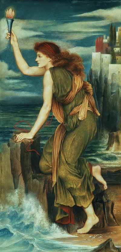 レアンダーの帰還を待つ英雄、1885年 作： Evelyn De Morgan