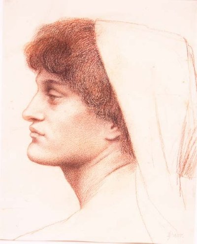 女性頭部のプロフィール 作： Evelyn De Morgan