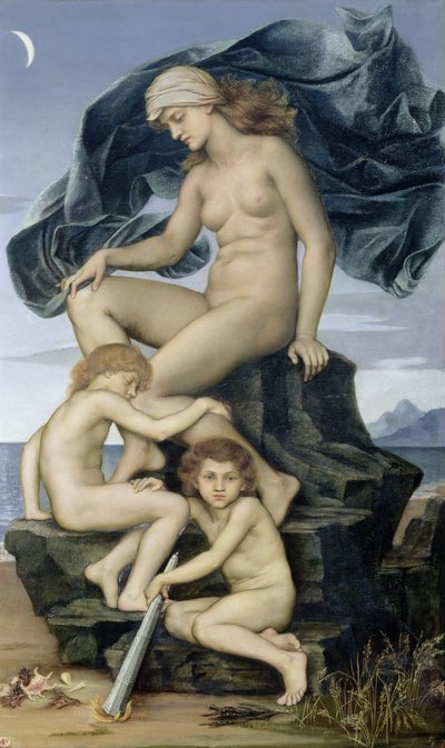 眠りと死、夜の子供たち、1883 作： Evelyn De Morgan