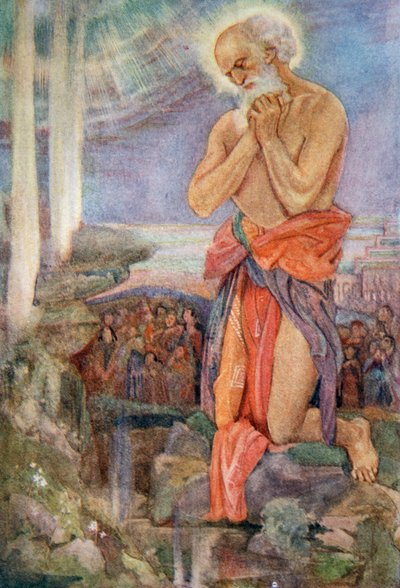 「エリヤがバアルの司祭たちに勝った」、1916 年。 作： Evelyn Paul