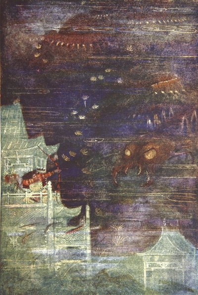 ヒデサトとムカデ、F Hadland Davis 作「The Myths and Legends of Japan」のイラスト 作： Evelyn Paul