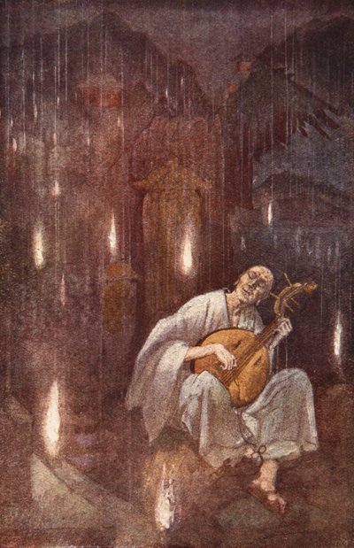 耳のない芳一、F. Hadland Davis 作「The Myths and Legends of Japan」より 作： Evelyn Paul