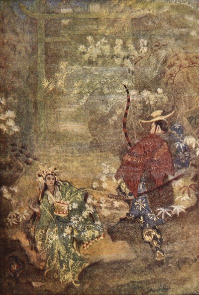 ホオリと海神の娘、F Hadland Davis 作「The Myths and Legends of Japan」より 作： Evelyn Paul