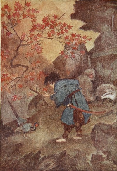 桃太郎とキジ、F Hadland Davis 作「The Myths and Legends of Japan」のイラスト 作： Evelyn Paul