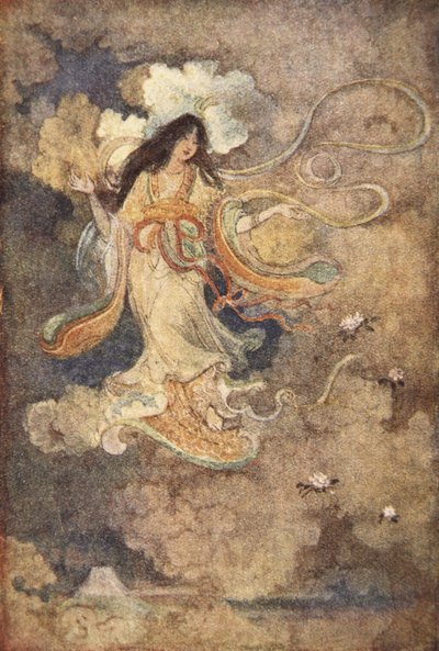 富士山の女神である浅間、F Hadland Davis による「The Myths and Legends of Japan」のイラスト 作： Evelyn Paul