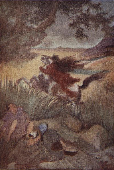 カッパと彼の犠牲者、F. Hadland Davis 作「The Myths and Legends of Japan」のイラスト 作： Evelyn Paul