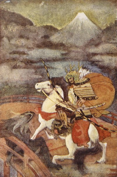 藤太郎と鮫人、F. Hadland Davis 作「The Myths and Legends of Japan」より 作： Evelyn Paul
