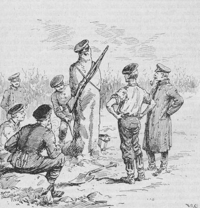 クレイから見張りを作るドイツの兵士、1902 作： Evelyn Stuart Hardy