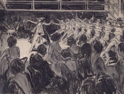 キャバレーの情景（木炭、板紙） 作： Everett Shinn